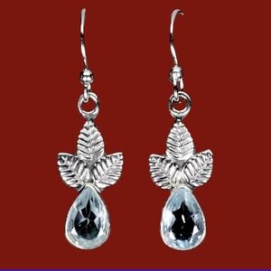 925 Sterling Silver Earrings with Natural Sky Blue Topaz 9x6mm